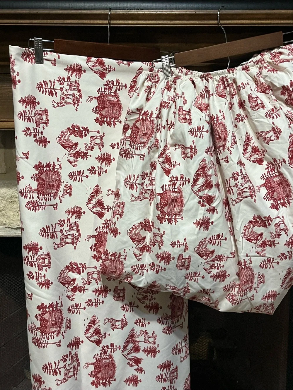 Cuddl Duds Full Size Heavyweight Sheet Set Red Lodge Toile